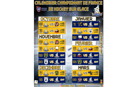 Calendrier championnat de France Division 3 🏒 2024-2025 